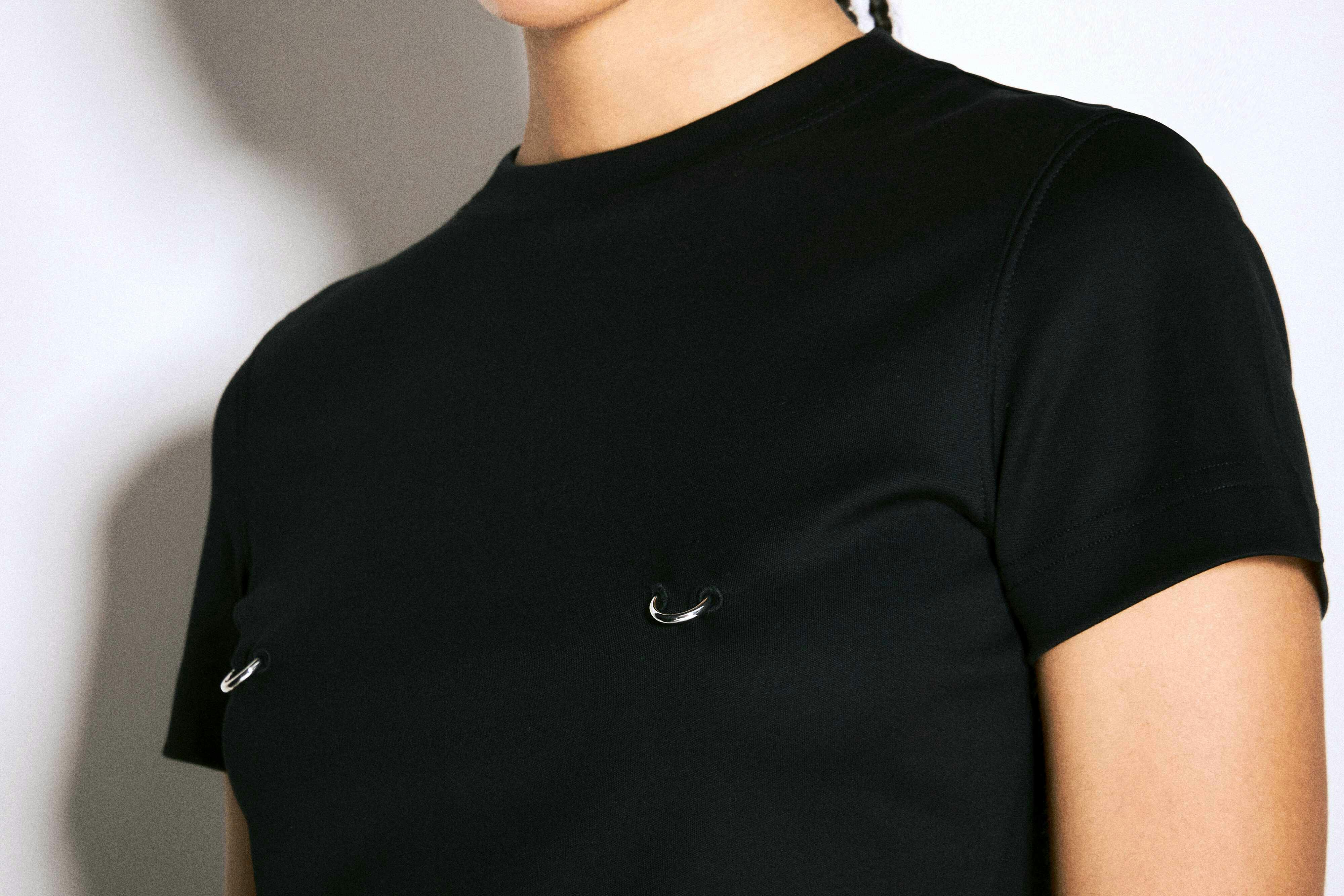 mugler pierced black t-shirt